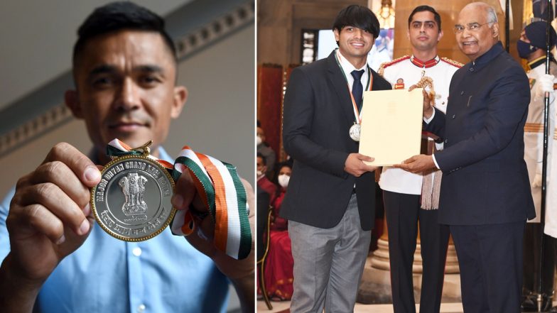 Sunil Chhetri Neeraj Chopra React After Winning Major Dhyan Chand Khel