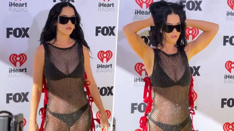 Katy Perry Goes Bold In A Mesh Dress Flaunts Black Bra And Underwear