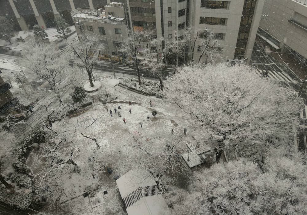 The city takes over a blanket of snow. The city takes over a blanket of snow.