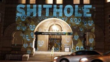 Unique ‘Shithole’ Protest: US President Donald Trump’s Hotel Glows With Turd Emojis