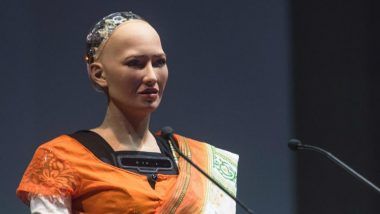 Sophia, The First-ever Robot Citizen Makes her Debut in a Saree at IIT Mumbai, India