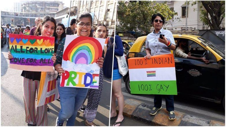 Mumbai Pride March 2018 in Pics: LGBT Community Carries Out 'Queer Azaadi Mumbai' With Love in Their Heart & Rainbow Flags in Hands