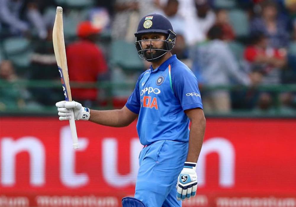 Rohit Sharma celebrates after hitting his first hundred of the South Africa tour. Rohit Sharma celebrates after hitting his first hundred of the South Africa tour.