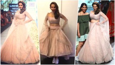 Sania Mirza Wears Comfy Shoes Under Designer Lehenga-Choli at Lakme Fashion Week 2018: Shares Video with Cool Message about Athletes on Ramp