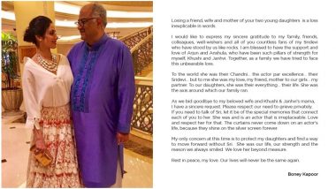 Boney Kapoor’s Note Post Sridevi’s Death: ‘Rest in Peace, My Love’ Message From An Emotional Husband Will Leave You Crying Like a Kid