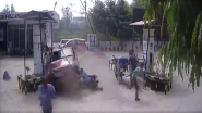 Watch Video: Man Learning to Drive, Rams Car Into Petrol Pump & Runs Over a Person in Kannauj&nbsp;