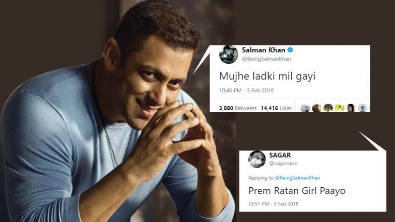 Salman Khan Ladki Xxx - Salman Khan Posts 'Mujhe Ladki Mil Gayi'! Cryptic Message Sends ...