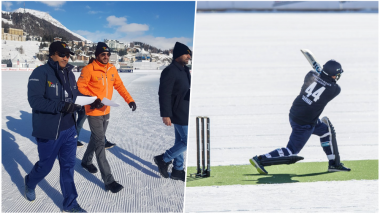 St Moritz Ice Cricket 2018 in Pictures: See Virender Sehwag, Shahid Afridi and Other Stars Enjoy Playing on Snow in Switzerland