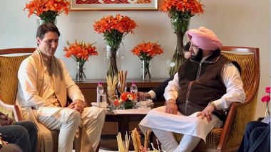 Punjab CM Capt Amarinder Singh Meets Canadian PM Justin Trudeau, Raises Concern Over 'Funds to Khalistani Forces'