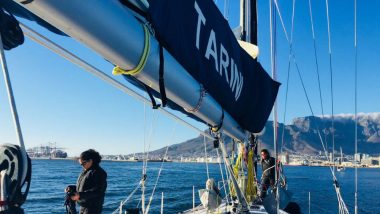 INSV Tarini Carrying All-Women Crew Members Enter South Africa's Cape Town