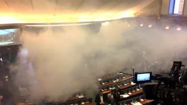 Tear Gas Canister Fired in Kosovo Parliament Video: Watch Lawmakers Vote for Border Deal Despite Heavy Smoke