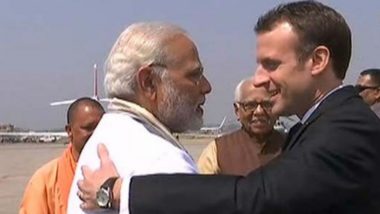 Emmanuel Macron in Varanasi: PM Modi Receives French President at His Home Constituency