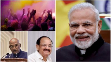 Holi Greetings to Nation: Narendra Modi, President Kovind, Venkaiah Naidu And Other Leaders Convey Wishes on Festival of Colours