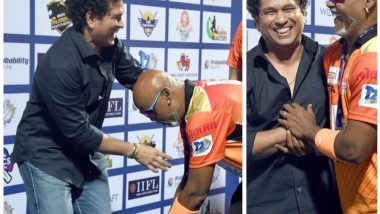 Vinod Kambli Touches Sachin Tendulkar’s Feet During T20 Mumbai League