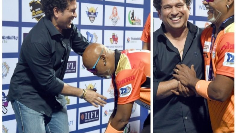 Vinod Kambli Touches Sachin Tendulkar&rsquo;s Feet During T20 Mumbai League