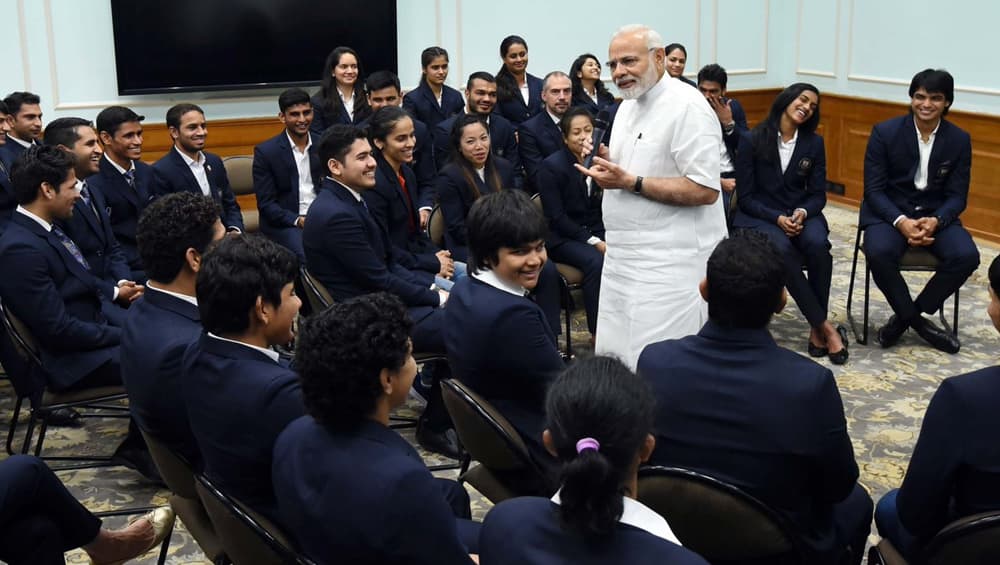 PM Narendra Modi with Winning Members of Indian Team at Commonwealth Games 2018. PM Narendra Modi with Winning Members of Indian Team at Commonwealth Games 2018.