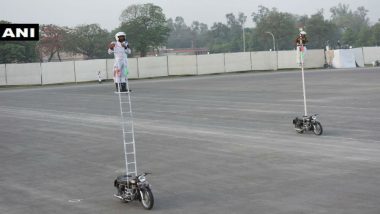 BSF Sets World Record by Riding Motorcycle for 10 hrs on Top of Pole Fitted to their Steed