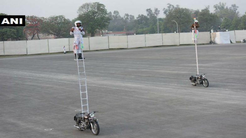 BSF Sets World Record by Riding Motorcycle for 10 hrs on Top of Pole Fitted to their Steed