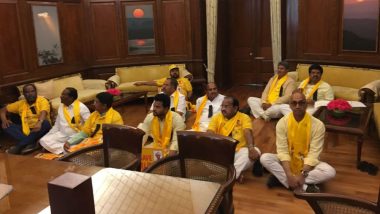 TDP MPs Lie Down Inside Lok Sabha Speaker's Chamber Demanding Special Status For Andhra Pradesh: See Pics