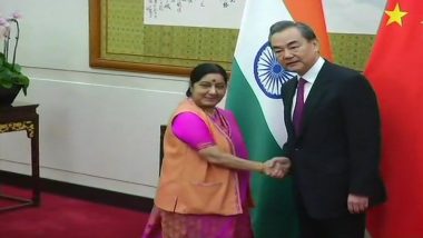 Sushma Swaraj Meets Wang Yi on The Sidelines of Shanghai Cooperation Organisation