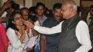 TN Governor Pats Journalist&rsquo;s Cheek! After Video Goes Viral, Banwarilal Purohit Says Considered Her as Grand-Daughter