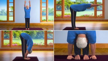 PM Narendra Modi’s 3D Avatar Strikes Again! What are the Health Benefits of The Yoga Pose Padahastasana?