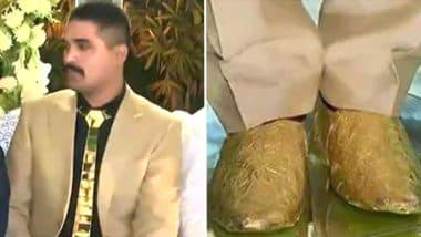 Love For Gold! This Pakistani Groom Wore a Wedding Outfit With Golden Tie and Shoes Costing Rs 25 Lakhs