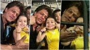 Ziva Dhoni Teaches Shah Rukh Khan to Make Big Smiley Face in These Photos From CSK vs KKR IPL 2018 Match!