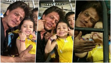Ziva Dhoni Teaches Shah Rukh Khan to Make Big Smiley Face in These Photos From CSK vs KKR IPL 2018 Match!