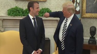 Watch: Donald Trump Flicks Off 'Dandruff' From Emmanuel Macron's Suit, Says 'Have to Make Him Perfect' (Video)