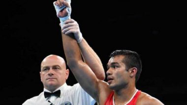 Vikas Krishan Clinches Gold Medal in Men's 75 kg Boxing Final Bout at CWG 2018