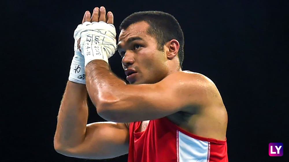 Former Asian Games gold-medallist pummelled Cameroon’s Dieudonne Wilfried Ntsengue to win gold for India. Former Asian Games gold-medallist pummelled Cameroon’s Dieudonne Wilfried Ntsengue to win gold for India.
