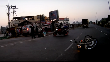 Royal Enfield Bullet Motorcycle Crashes at High Speed on Indian road - Watch Video