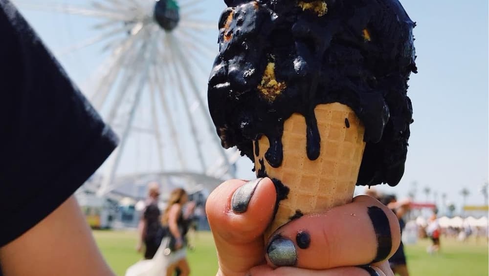 A delectable ice cream made of organic black sesame, coconut ash, gooey Michel cluziel chocolate cake. A delectable ice cream made of organic black sesame, coconut ash, gooey Michel cluziel chocolate cake.