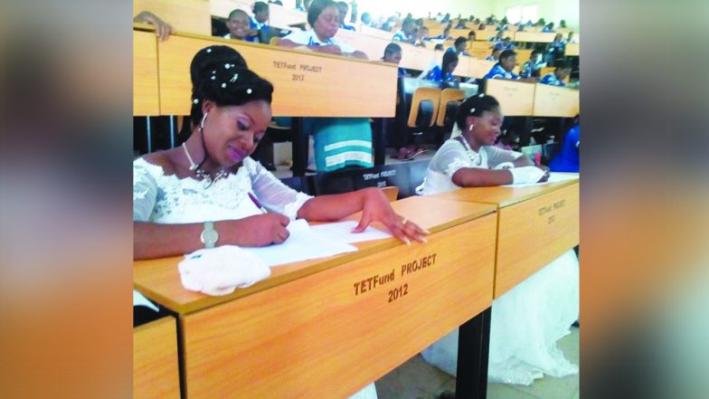 Two Brides Put Their Wedding Reception on Hold as They Write Their Final Year Exam, View Pics