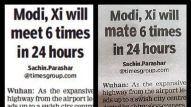 Times of India's Headline Modi and Xi ‘will mate 6 times’ is Photoshopped, Clarifies the Media House