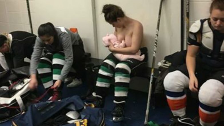 Hockey Player Breastfeeding Her Baby During Game Break Garners Both Positive And Negative Views