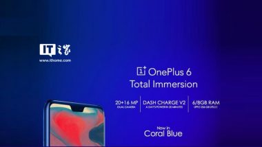 OnePlus 6 Likely to be Amazon Exclusive in India; New Coral Blue Color, Dual Rear Camera, Dash Charge Confirmed
