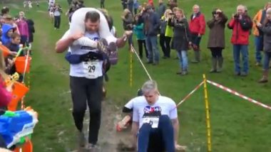 UK's Wife Carrying Competition Turns Horrible as Woman Crashes and Injures her Head, Watch Video