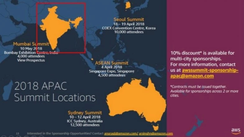 Indian Map Shown Incorrect By Amazon! Techie Urges to Boycott the Company for Representing J&K Inaccurately During AWS Global Summit