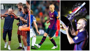 Andres Iniesta Farewell Speech Video: Watch Lionel Messi, Luis Suarez Hold Back Tears as FC Barcelona's Greatest Midfielder Exits