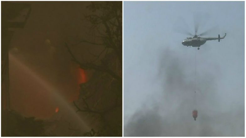 Massive Fire Breaks Out at Rubber Godown in Delhi's Malviya Nagar, 35 Fire Tenders on Spot (Watch Video)