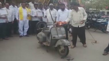 Fuel Price-Hike: TDP Worker Sets Two-wheeler on Fire in Protest