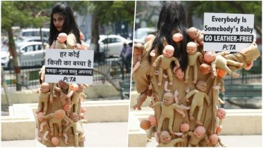 PETA Activist Spotted Protesting Against the Use of Leather in Lucknow; Twitterati Trolls & Calls it Drama