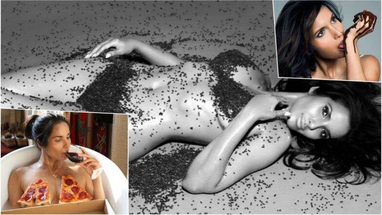 Padma Lakshmi Makes Food Hotter! From Nude Pics With Pizza to Sensuous Chocolate Dip, Top Chef Host Makes Food Sexy!