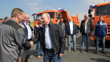 Russia Cements Its Annexation of Crimea As Putin Drives Truck Across New Link Bridge