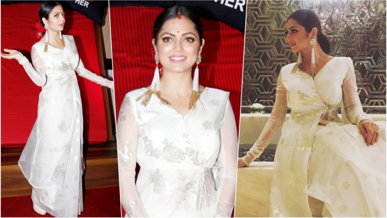 Drashti Dhami Looks Resplendent in This White Saree-Suit at Silsila