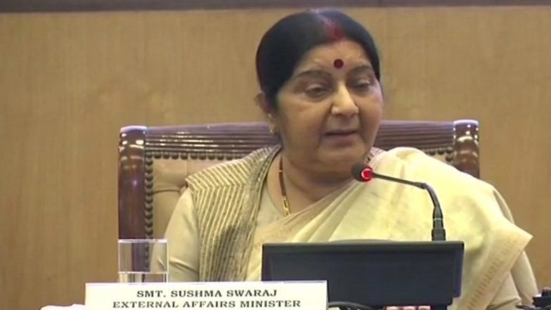 Sushma Swaraj Unveils Mahatma Gandhi's Bust at Indian Embassy in Vietnam