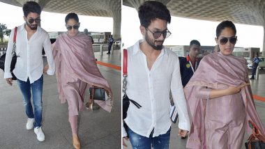 Mira Rajput Flaunts Her Baby Bump; Snapped With Shahid Kapoor at the Airport – View Pics