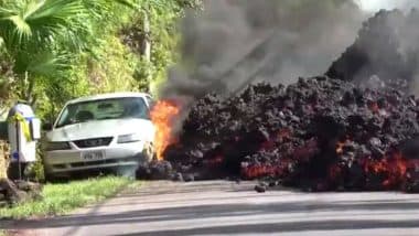 As Kilauea Volcano Erupts in Hawaii Island, Timelapse Video Shows Car Being Burnt by The Molten Lava